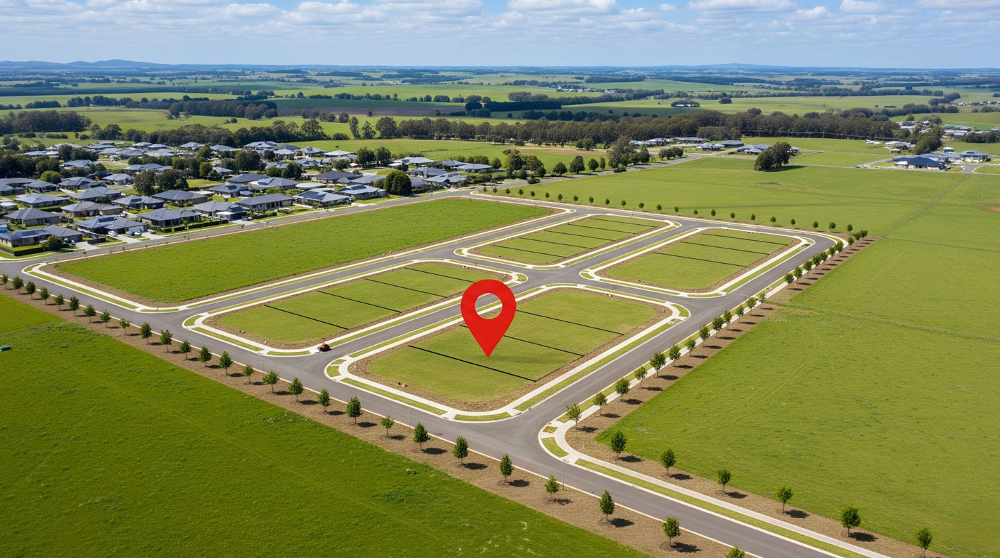 Gros plan sur un document d'urbanisme posé sur une table moderne, avec des zones colorées et du texte totalement flouté, lumière naturelle latérale